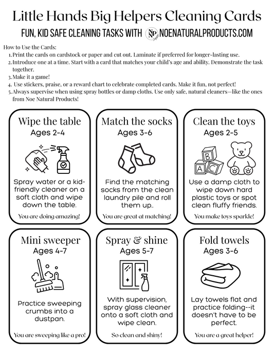 Little Hands Big Helpers Cleaning Cards Free Printable PDF